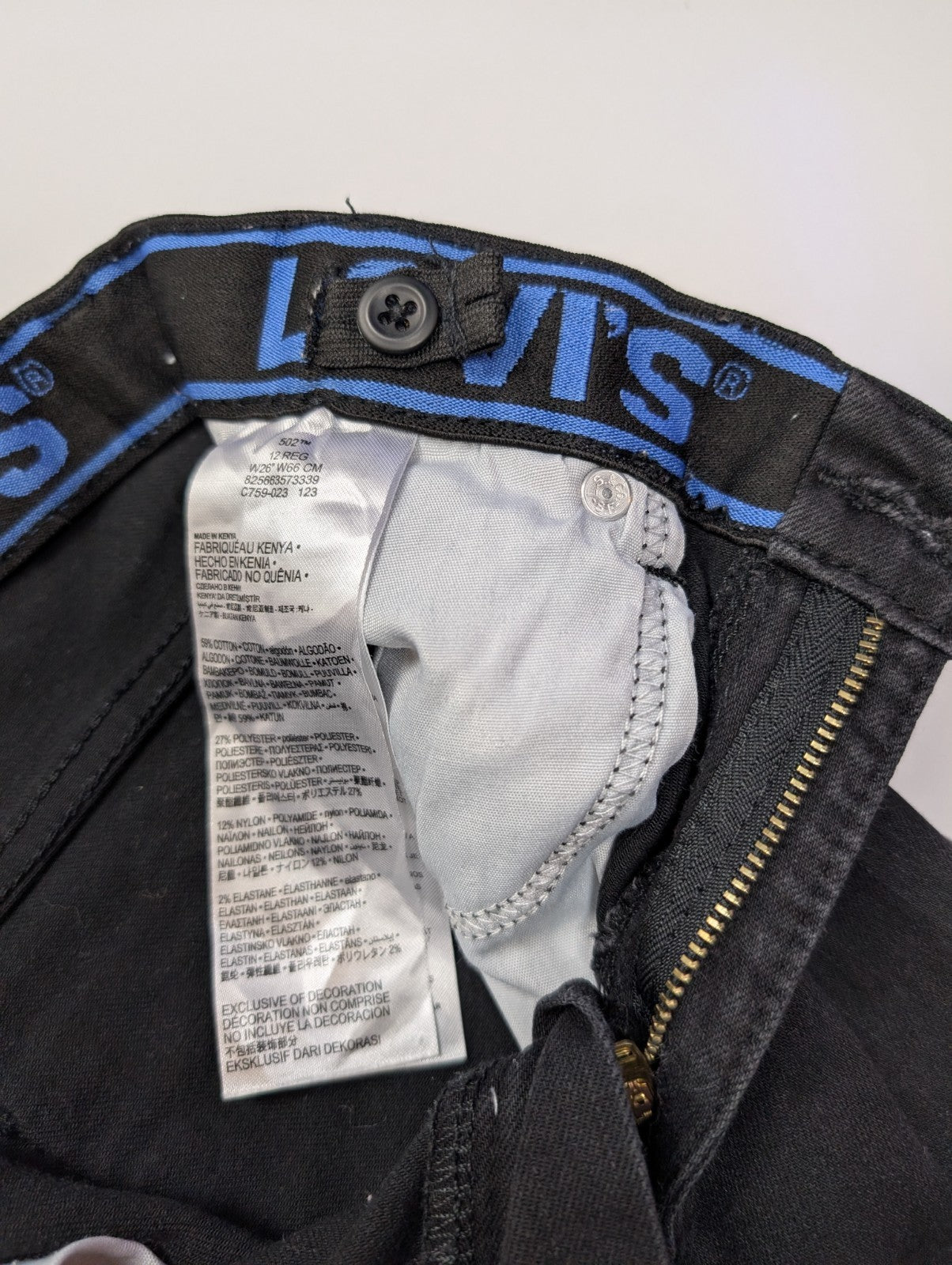 Jean Levi's 502 Femme Noir Ultra Stretch W26 T34 - Taille Réglable