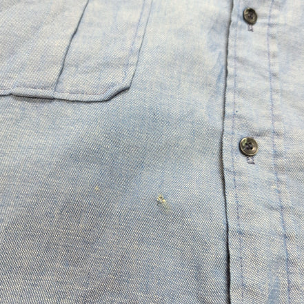 Chemise Eddie Bauer M L Bleu Effet Jean Coton Épaulettes Manches Longues