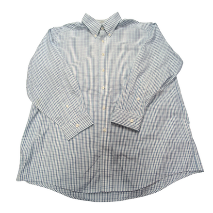 Chemise L.L. Bean blanche à carreaux bleu et vert 1 poche taille L/XL