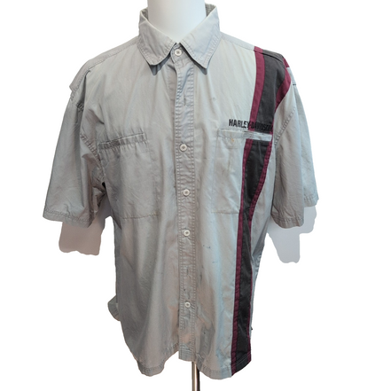 Chemise Harley Davidson 2XL Grise Manches courtes Ventilée Tête de Mort 2 Poches