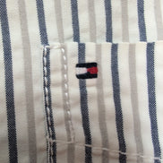 Chemise Tommy Hilfiger Manches Courtes Grise et Blanche à Rayures Taille L