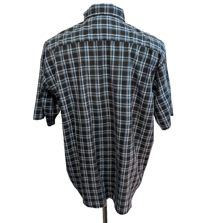 Chemise Wrangler Manche Courte Noire Bleue Blanche Carreaux Taille XL Une Poche