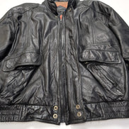 🖤 ARCHITECT Blouson Cuir Véritable Noir Bomber AVIATEUR Doublé Taille L |40c