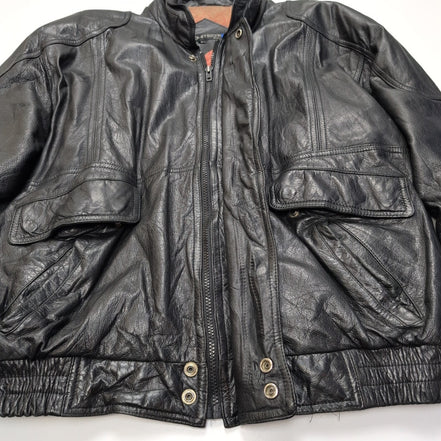 🖤 ARCHITECT Blouson Cuir Véritable Noir Bomber AVIATEUR Doublé Taille L |40c