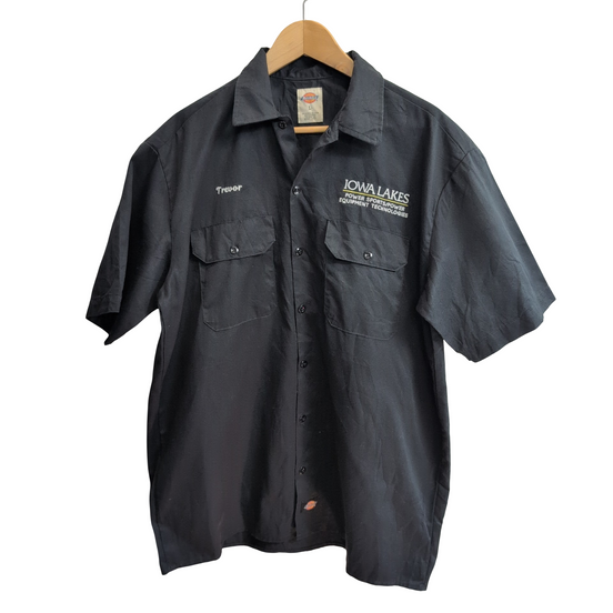 Chemise Dickies noire unie manches courtes taille L  brodée homme