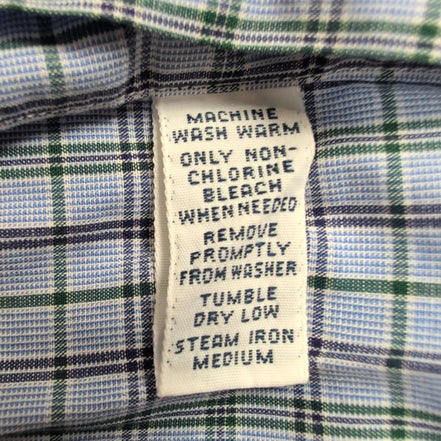 Chemise Ralph Lauren Yarmouth XL Bleue Carreaux Verts Button Down Coton