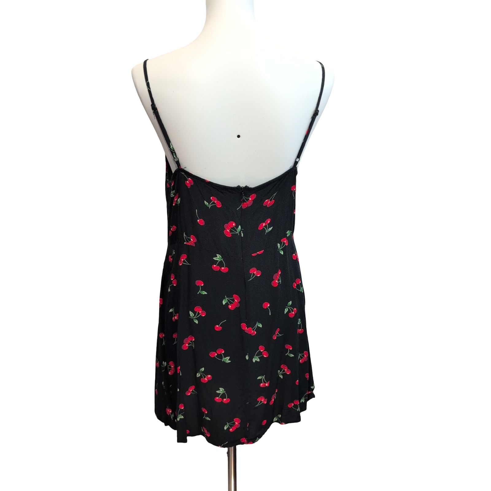Robe d'Été Cerises Noir Taille M Viscose Bretelles Réglables