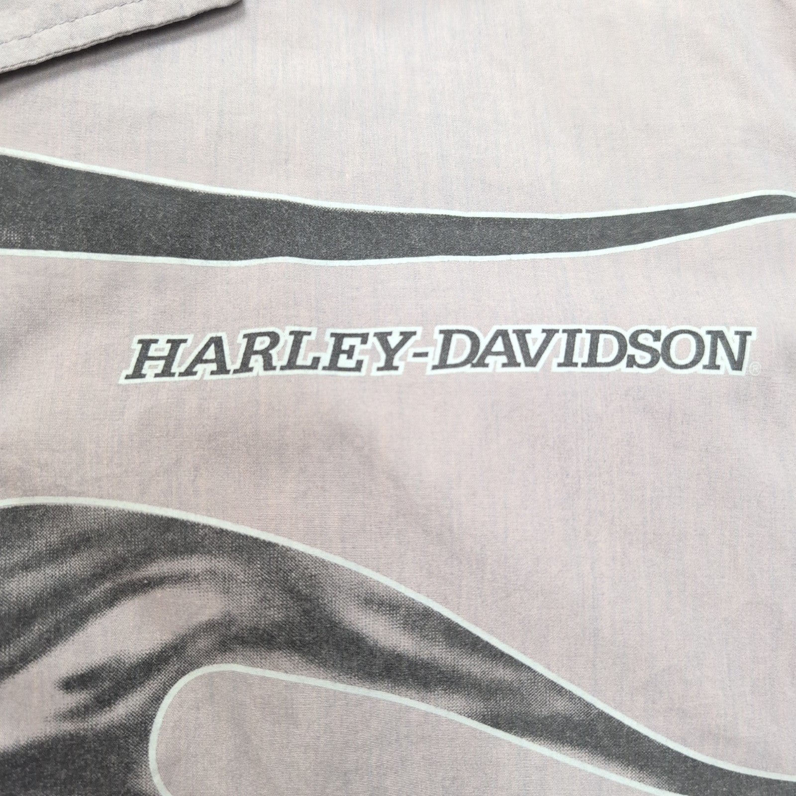 Chemise Harley-Davidson XL Grise Flammes Boutons Gravés Vintage manches courtes