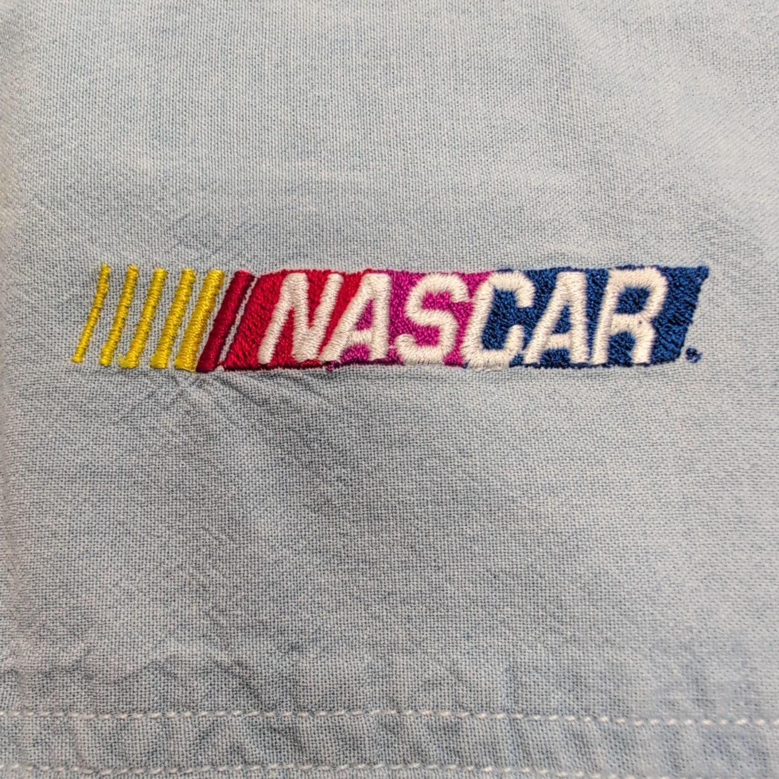 Chemise Jean NASCAR Café Authentic Bleu Clair Vintage Taille M