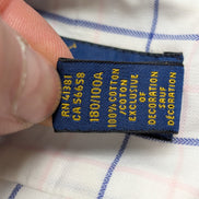 Chemise Ralph Lauren blanche à carreaux bleue logo bleu marine coton taille L bd