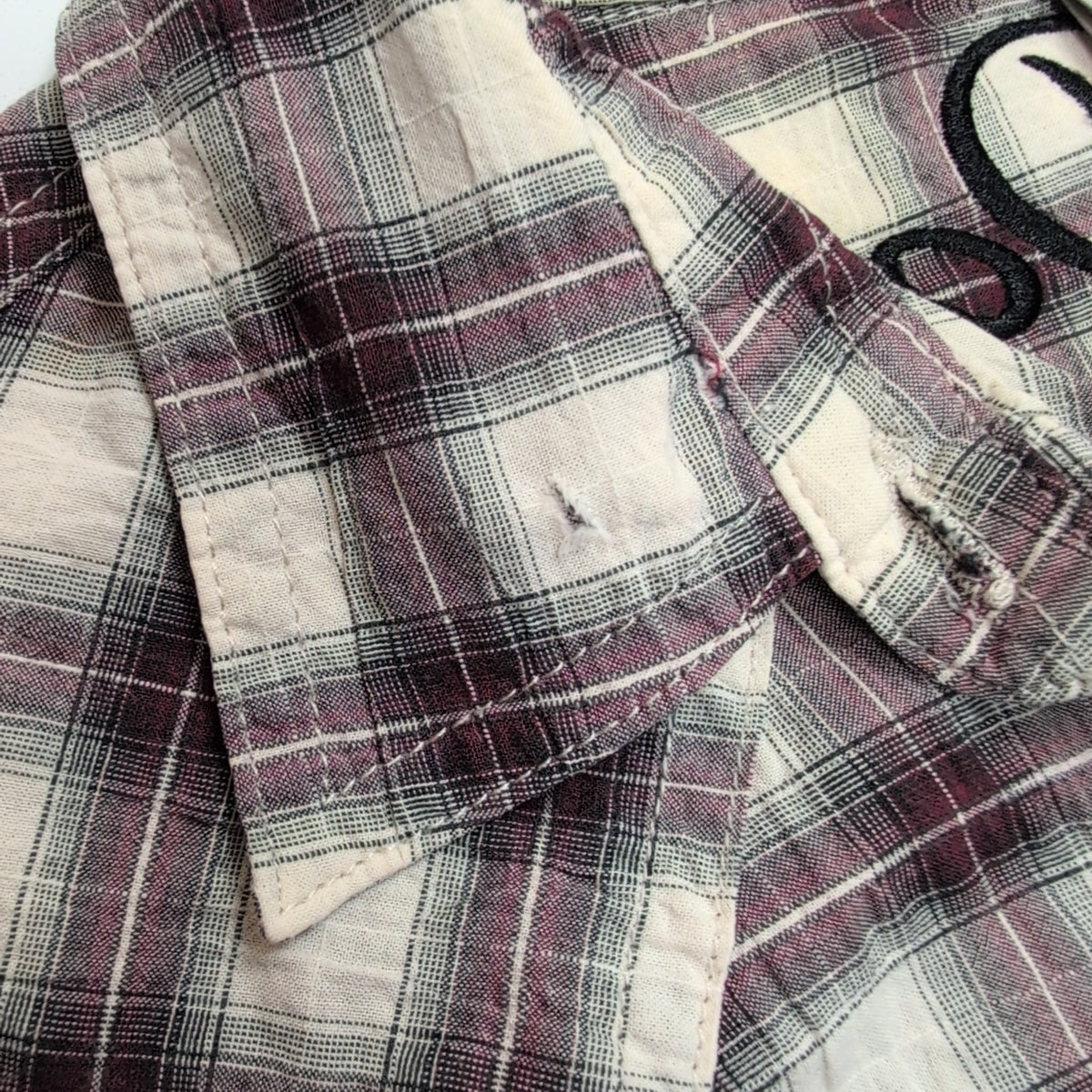 Harley Davidson chemise femme ailes d’ange brodées carreaux bordeaux taille S