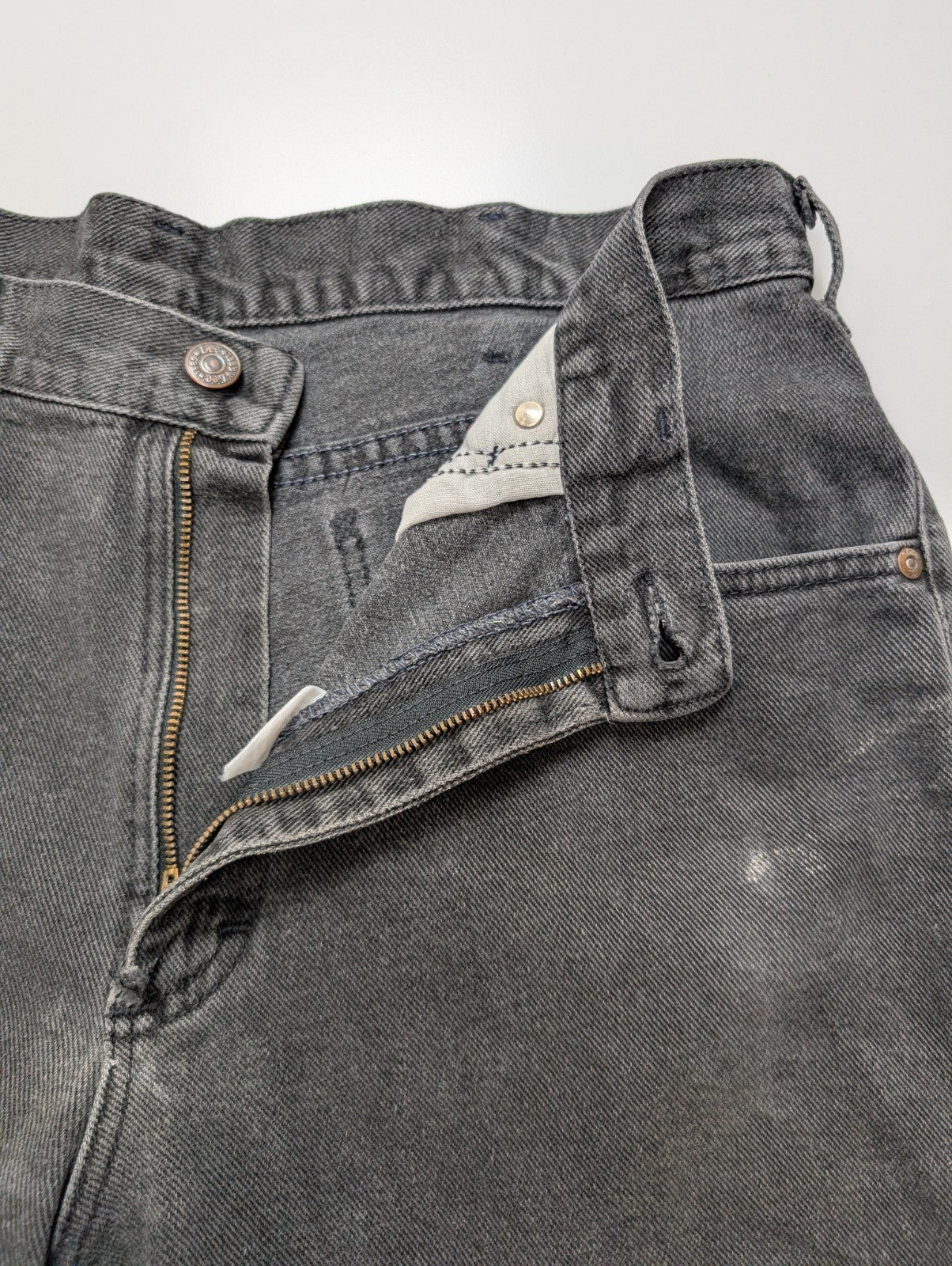 Jean Lee 1889 Vintage Regular Fit Homme Noir Denim Patiné W32 Classic Straight
