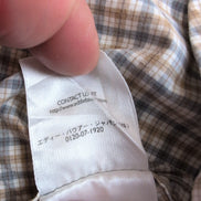 Chemise Eddie Bauer crème à carreaux 2 poches boutons à pression taille L #216e