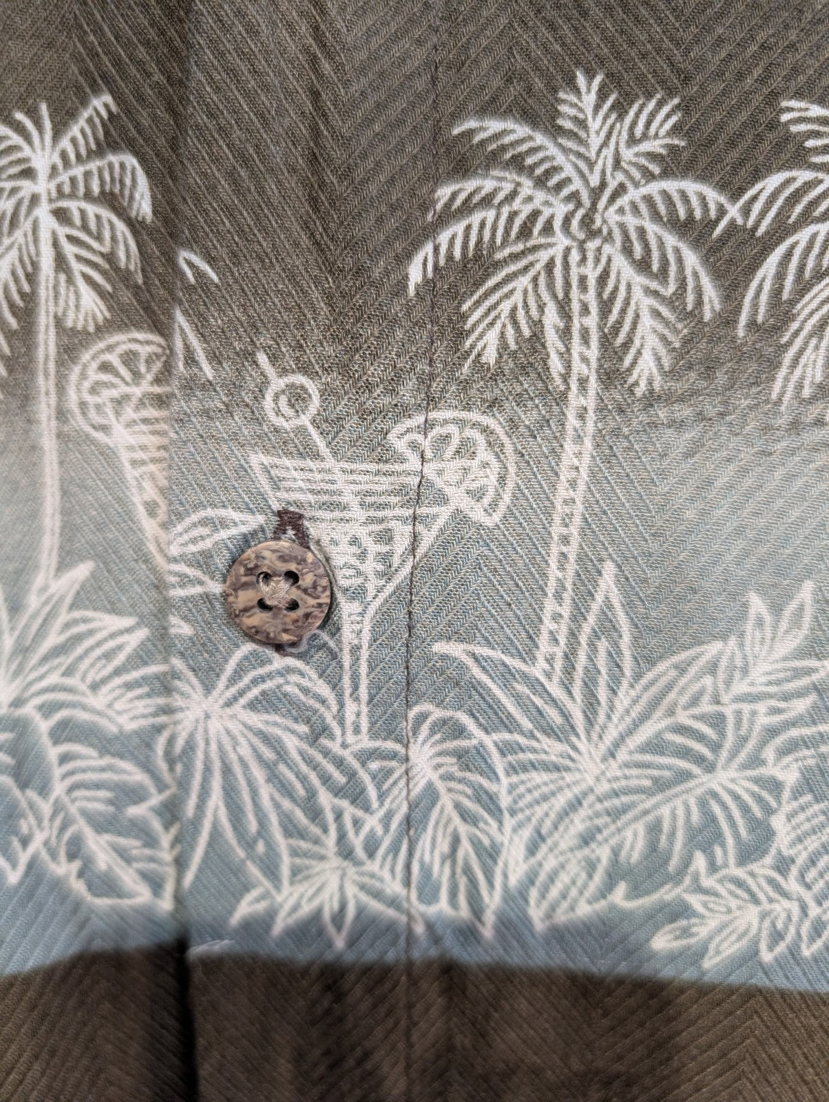 Chemise Hawaïenne Moda Campia L Rayonne Marron Cocktails Palmiers Vintage