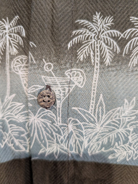 Chemise Hawaïenne Moda Campia L Rayonne Marron Cocktails Palmiers Vintage