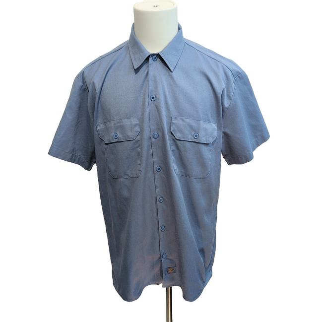 Chemise Dickies manches courtes L Bleu Clair uni Workwear USA Poches