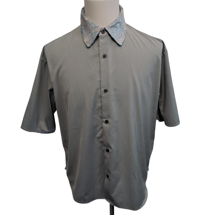 Chemise HARE S Vert Pâle Col Motif Satiné Manches Courtes Japon