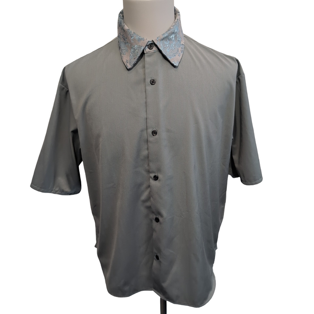 Chemise HARE S Vert Pâle Col Motif Satiné Manches Courtes Japon