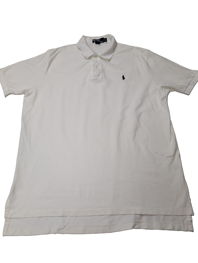 Polo manches courtes Polo Ralph Lauren blanc XL coton piqué logo bleu marine