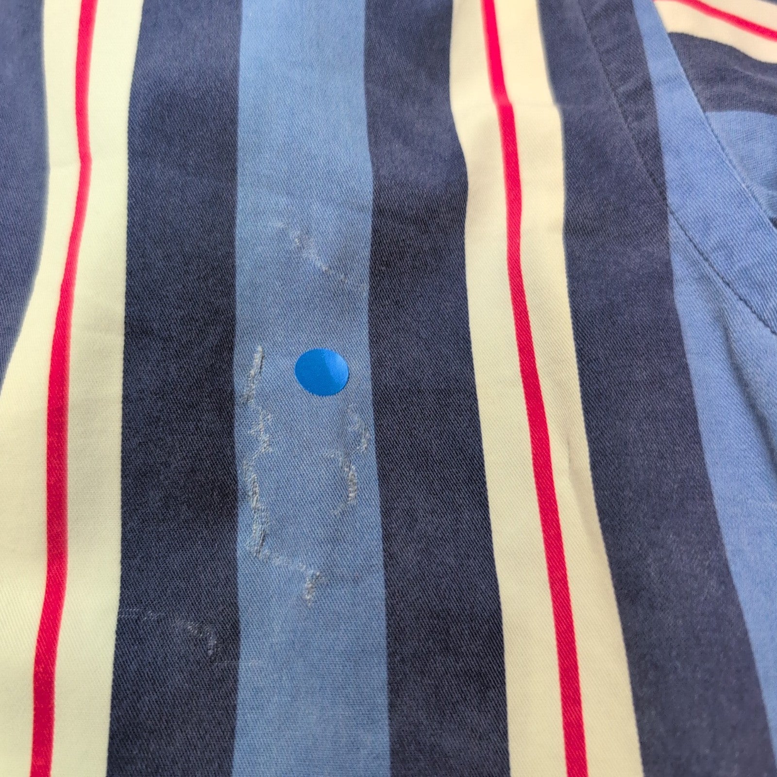 Chemise Ralph Lauren Blair M Rayures Bleu Blanc Rouge Logo Rouge