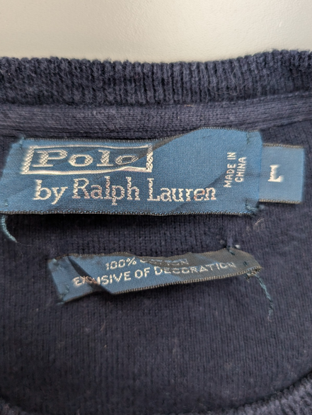 Pull Sweat Polo Ralph Lauren Col Rond Bleu Marine Taille M Logo Vert