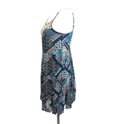 Robe d'été Rayonne Bleu Blanc Violet Dentelle Bretelles Réglables T M