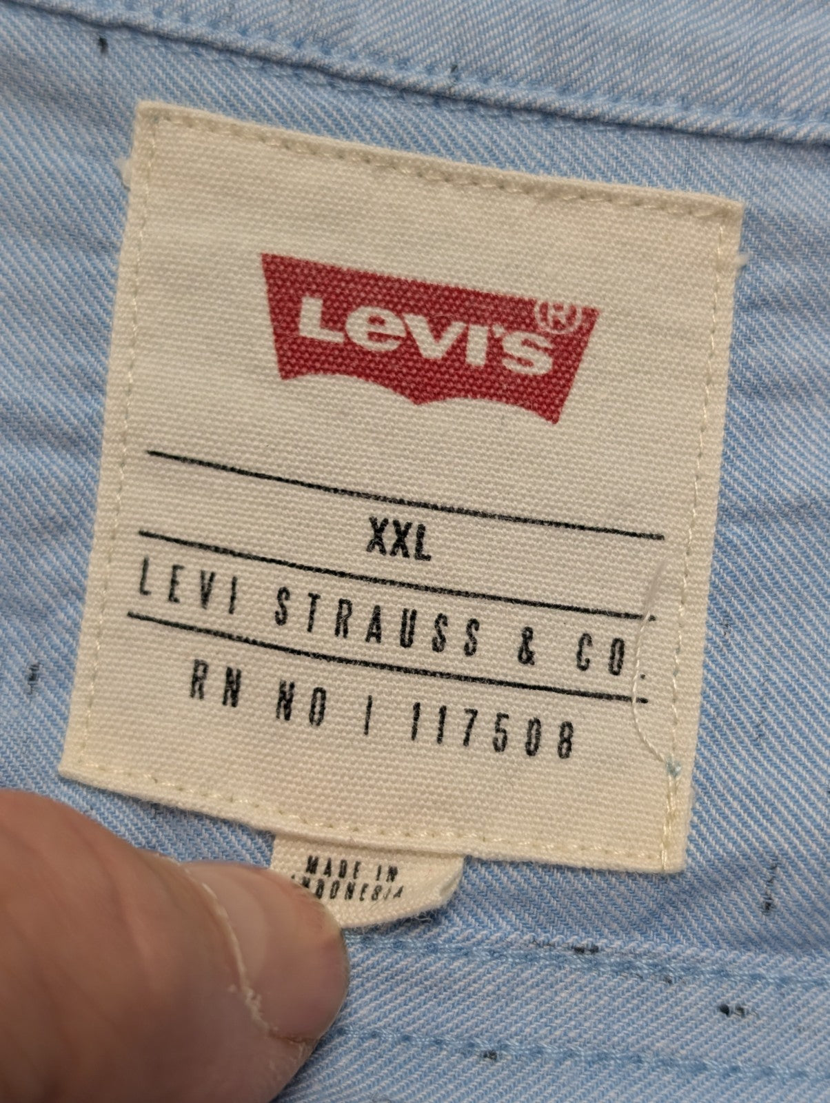 CHEMISE LEVI'S Coton Bleu Ciel XXL Homme Motif 2 Poches Manches Roulables
