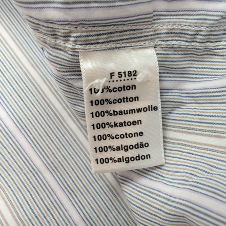 Chemise Lacoste XL Bleu Rayures Made in Hong Kong 100% Coton Été