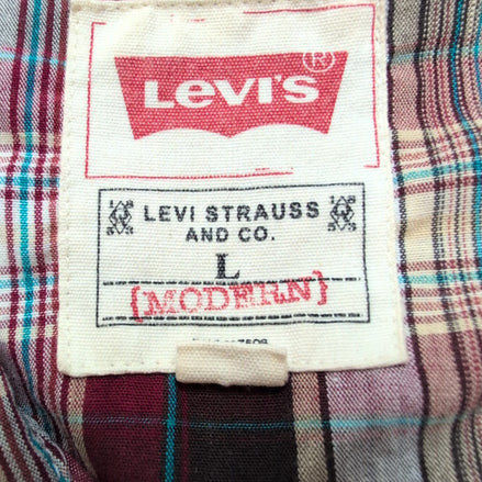 Chemise western rouge à carreaux boutons pression nacrés marbrés Taille L