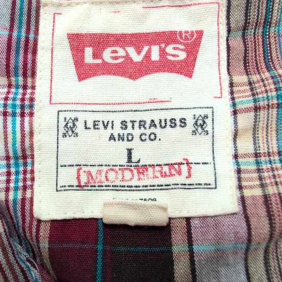 Chemise western rouge à carreaux boutons pression nacrés marbrés Taille L