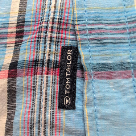 Chemise Tom Taylor carreaux bleu rouge poche manches courtes XXL