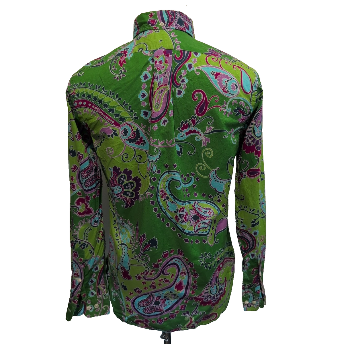 Chemise Polo Ralph Lauren S Made in Italy Cachemire Paisley Verte Rose Coton