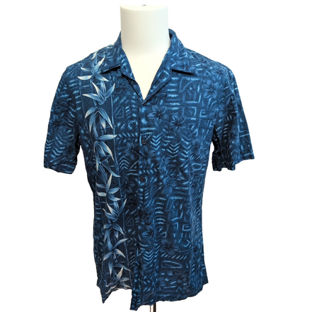 Chemise Hawaïenne David Taylor Coton Bleu Bambou Floral M