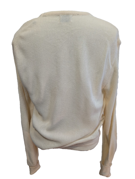 Pull Vintage IZOD Lacoste L crème col V crocodile brodé style preppy Made in USA