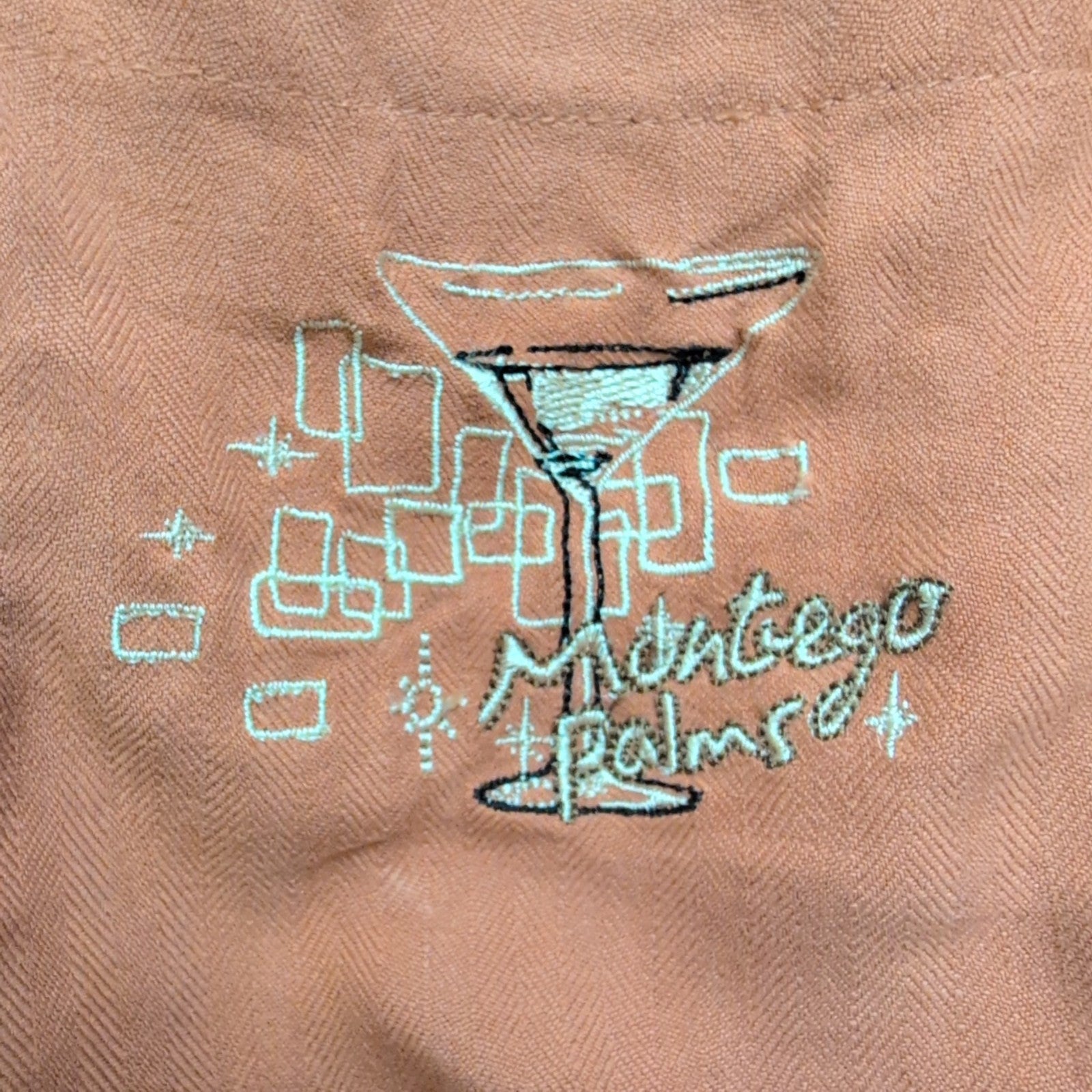 Chemise Hawaïenne Manches Courtes Montego Palms Brodée Soie Orange M