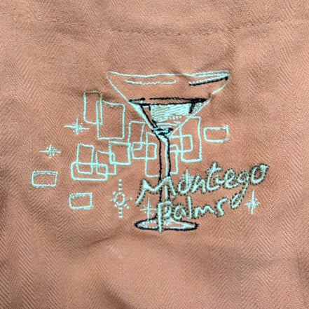 Chemise Hawaïenne Manches Courtes Montego Palms Brodée Soie Orange M