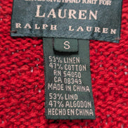 Gilet LAUREN Ralph Lauren femme S rouge noir rayures lin coton hand knit
