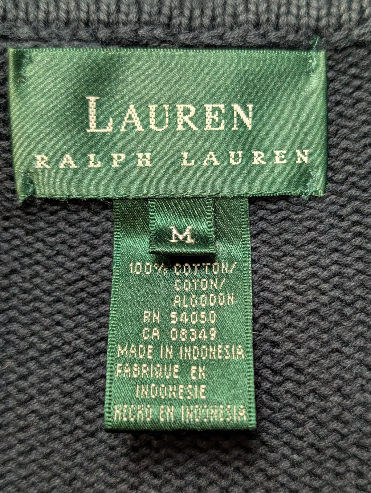 Gilet Lauren Ralph Lauren Femme Bleu Marine 100% Coton Taille M Boutons Gravés