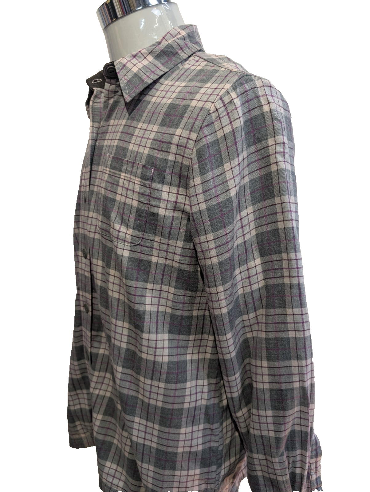 L.L.Bean Surchemise Veste Flanelle Carreaux Gris Violet Polaire Doublée M |252S