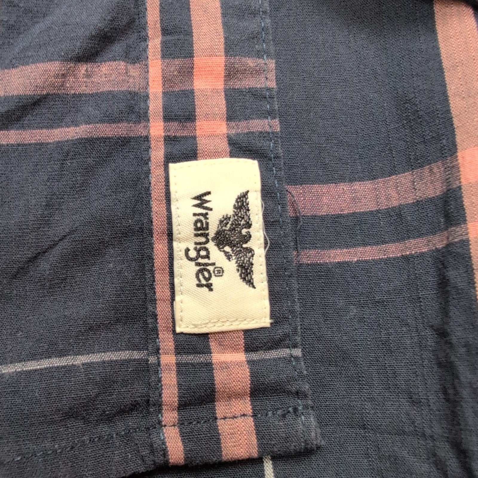 Chemise Wrangler Manches Longues Stretch Flex Bleu Marine et Rose Taille 2XL