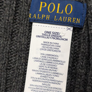 Écharpe Polon Ralph Lauren Côtelée Gris Foncé Logo Noir Laine d'Agneau Mix