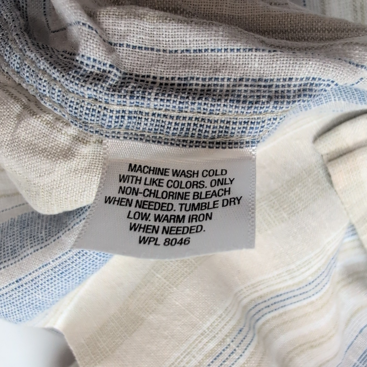 Chemise Tasso Elba Island L XL Lin Coton Beige Bleu Rayures Poche manches longue