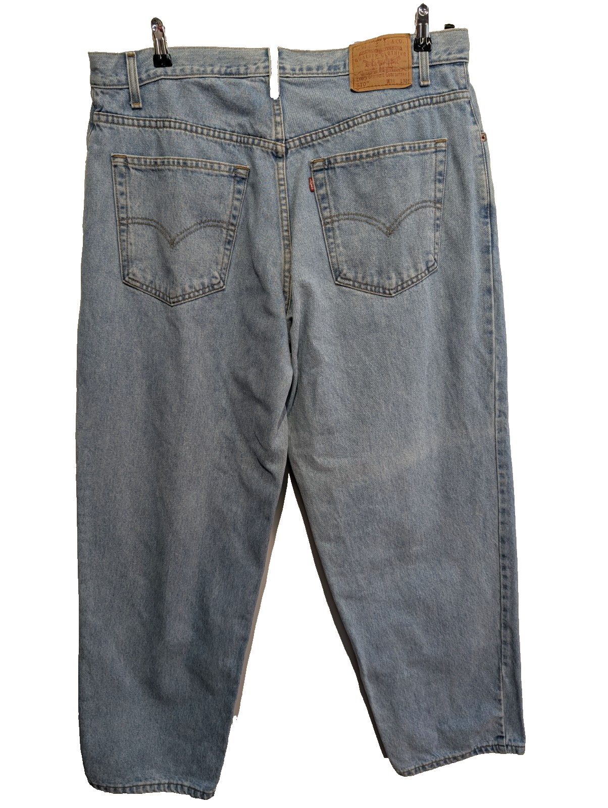 Jean Levi's 570 Vintage Rare Homme W38 L30 Bleu Très Clair Denim Loose Tapered