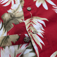 Chemise Hawaïenne Rouge - Motif Feuillage Tropical - Taille L/XL