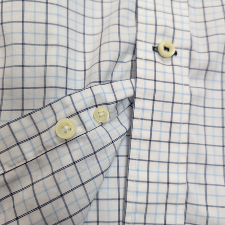 Chemise Nautica Blanche À Carreaux Bleus Slim Fit Manches Longues Taille L