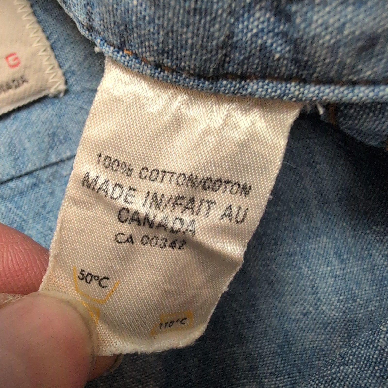 Chemise Levi's L Western Jean Bleu Made in Canada 2 Poches Coton
