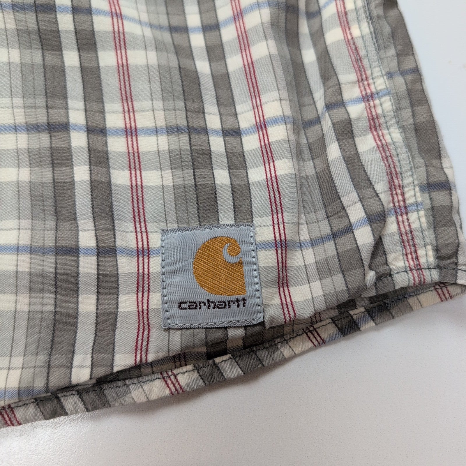 Chemise Carhartt Force 2XL Gris Rouge Carreaux Coton Nylon Manches Courtes