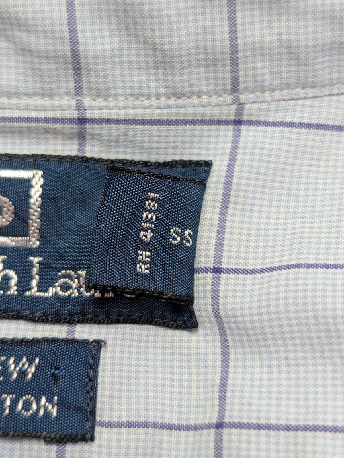 Chemise Polo Ralph Lauren Shirt XXL Carreaux Bleu Clair Blanc Col Classique