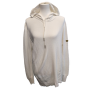 Barbour International Hoodie Pull Femme L Écru Coton Maille Nervurée Capuche