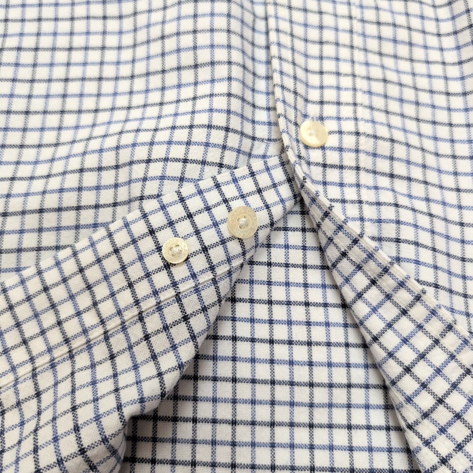 Chemise Chaps bleu blanc petits carreaux 100% coton logo brodé L